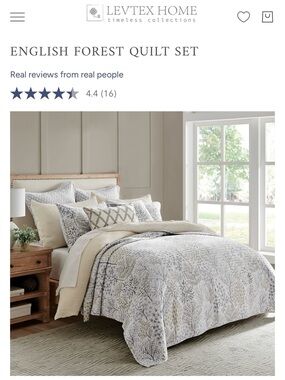 Levtex Floral Forest Comforter 3 pcs Set in Cream and Gray 🩶🤍🤎 100 % cotton..